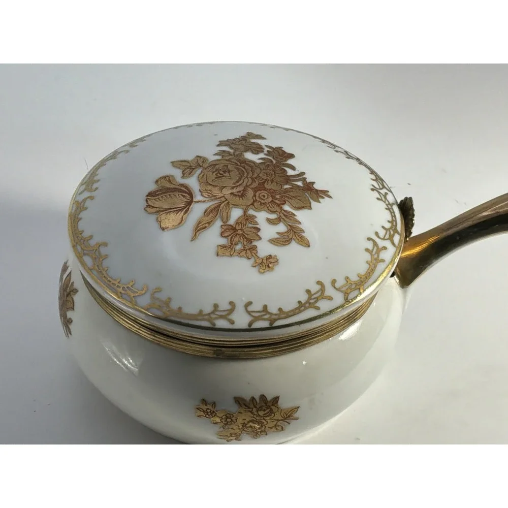 Vintage Andrea by Sadek 1960's Gold & White Porcelain Silent Butler‎ Floral
